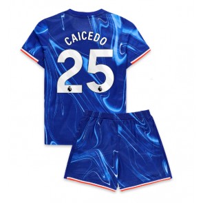 Chelsea Moises Caicedo #25 Dětské Domácí dres komplet 2024-25 Krátký Rukáv (+ trenýrky)